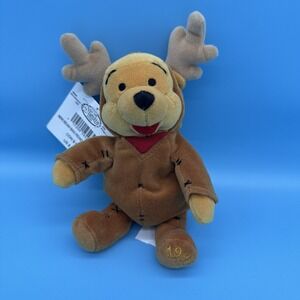 8" Winnie The Pooh Bear Reindeer Plush Stuffed Beanie Bean‎ Bag Figure